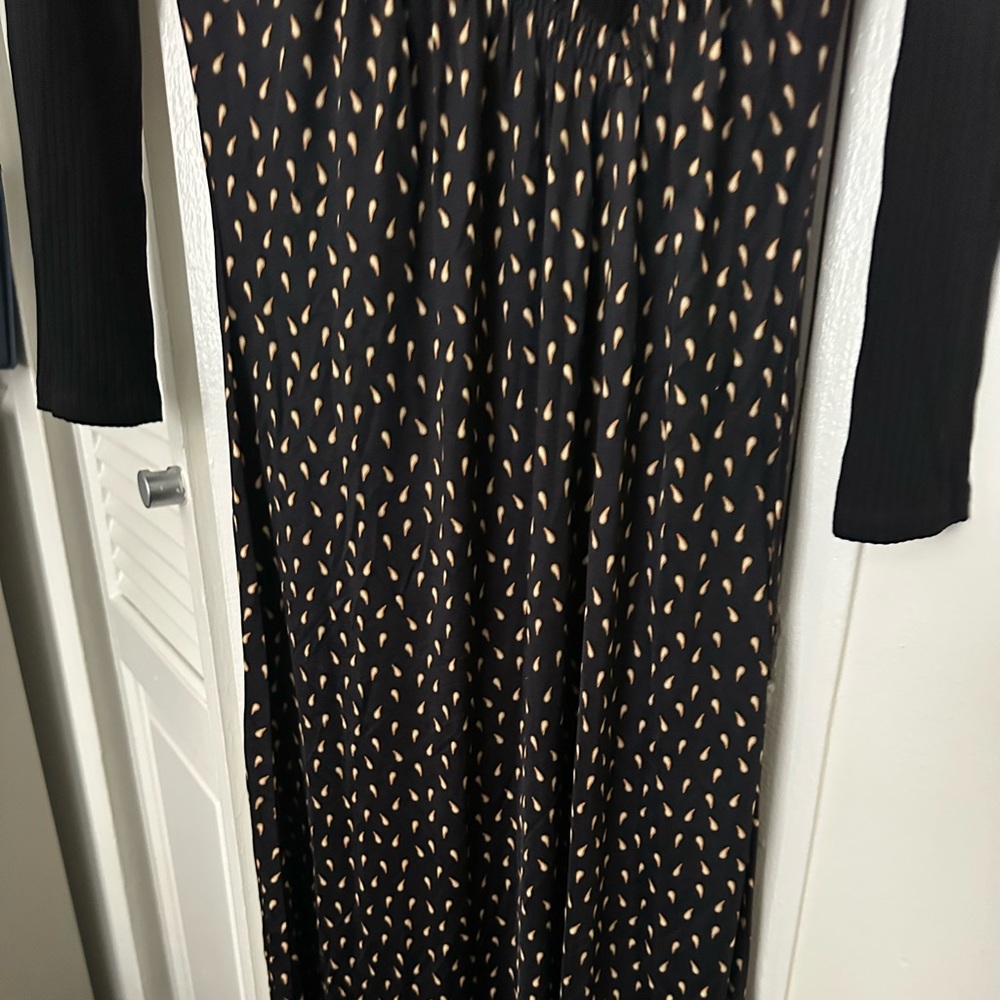 Chic Black and Tan Long Sleeve Dress